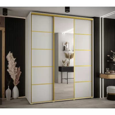 Šatní skříň ASIRI 5 - 190/60 cm, bílá / zlatá