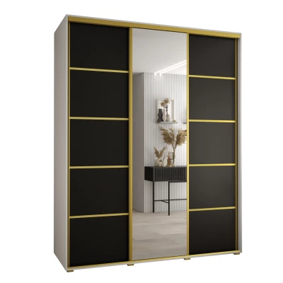 Šatní skříň ASIRI 5 - 190/60 cm, bílá / černá / zlatá