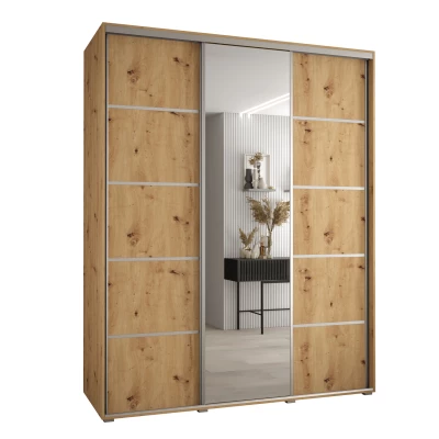 Šatní skříň ASIRI 5 - 190/45 cm, dub artisan / stříbrná