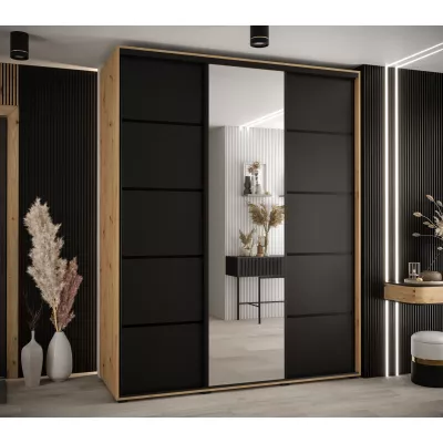 Šatní skříň ASIRI 5 - 190/45 cm, dub artisan / černá / černá