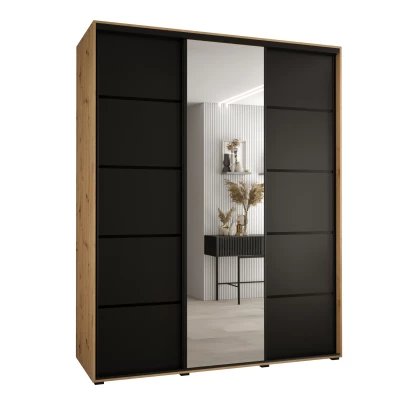 Šatní skříň ASIRI 5 - 190/45 cm, dub artisan / černá / černá