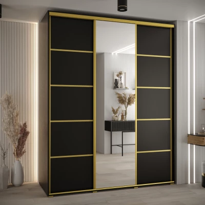 Šatní skříň ASIRI 5 - 200/60 cm, černá / zlatá