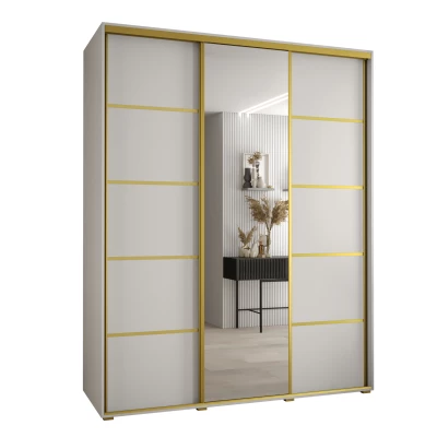 Šatní skříň ASIRI 5 - 200/60 cm, bílá / zlatá
