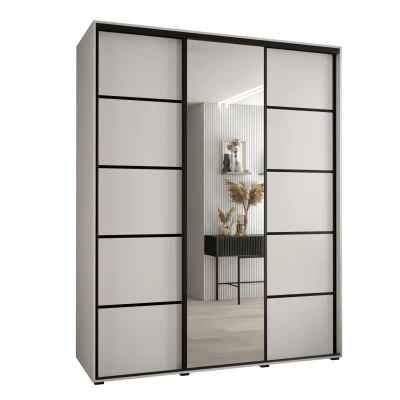 Šatní skříň ASIRI 5 - 200/60 cm, bílá / černá