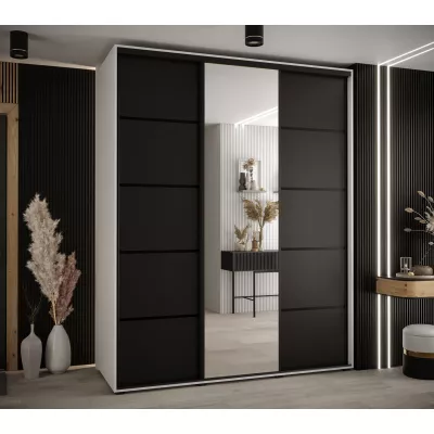 Šatní skříň ASIRI 5 - 200/45 cm, bílá / černá / černá