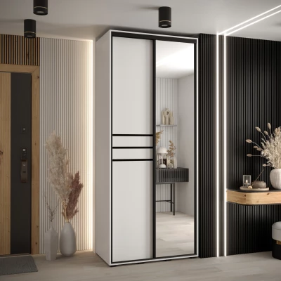 Šatní skříň ASIRI 11 - 120/45 cm, bílá / černá