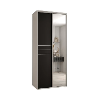 Šatní skříň ASIRI 11 - 120/45 cm, bílá / černá / stříbrná
