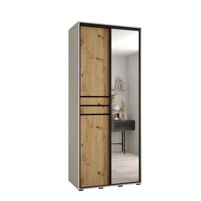 Šatní skříň ASIRI 11 - 120/45 cm, bílá / dub artisan / černá