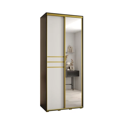 Šatní skříň ASIRI 11 - 120/45 cm, černá / bílá / zlatá