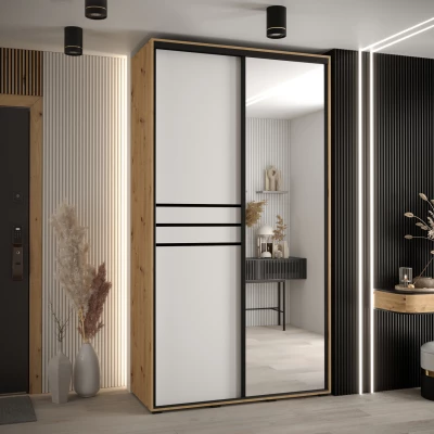 Šatní skříň ASIRI 11 - 140/45 cm, dub artisan / bílá / černá