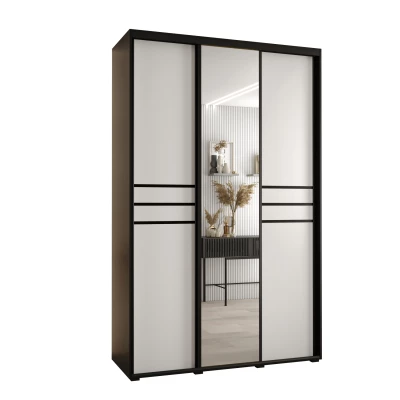 Šatní skříň ASIRI 11 - 150/45 cm, černá / bílá / černá