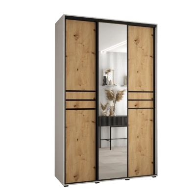 Šatní skříň ASIRI 11 - 160/45 cm, bílá / dub artisan / černá