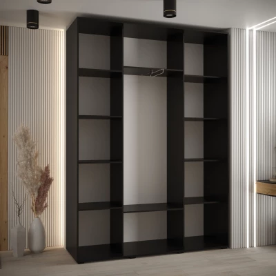 Šatní skříň ASIRI 11 - 160/45 cm, černá / bílá / stříbrná