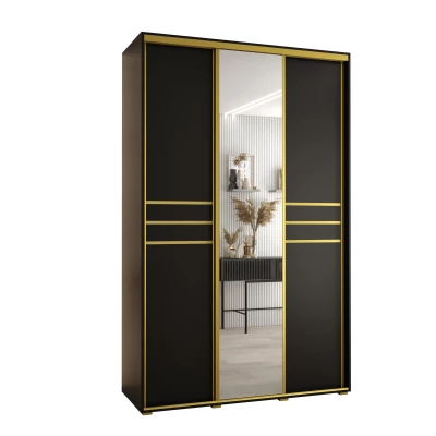 Šatní skříň ASIRI 11 - 160/45 cm, černá / zlatá