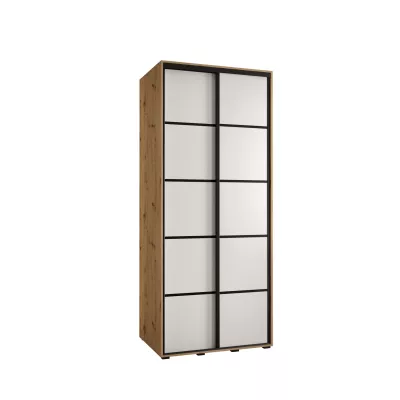 Šatní skříň ASIRI 4 - 100/60 cm, dub artisan / bílá / černá