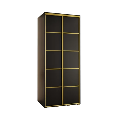 Šatní skříň ASIRI 4 - 100/60 cm, černá / zlatá