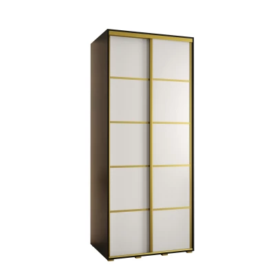 Šatní skříň ASIRI 4 - 100/60 cm, černá / bílá / zlatá