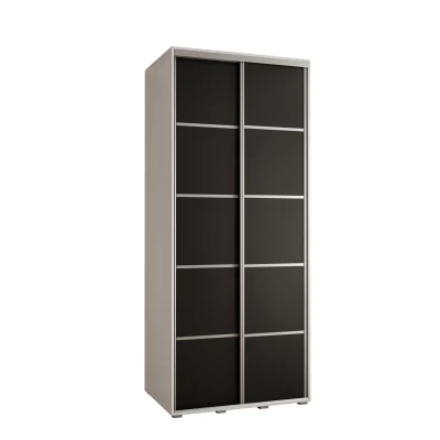 Šatní skříň ASIRI 4 - 100/60 cm, bílá / černá / stříbrná