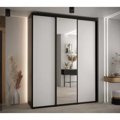 Šatní skříň ASIRI 3 - 190/45 cm, černá / bílá / černá