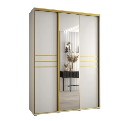 Šatní skříň ASIRI 11 - 180/45 cm, bílá / zlatá