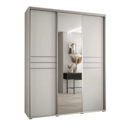 Šatní skříň ASIRI 11 - 190/45 cm, bílá / stříbrná