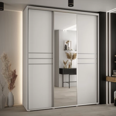 Šatní skříň ASIRI 11 - 190/45 cm, bílá / stříbrná