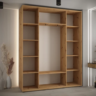 Šatní skříň ASIRI 11 - 190/45 cm, dub artisan / bílá / stříbrná