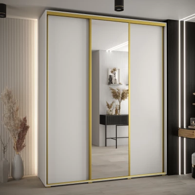 Šatní skříň ASIRI 3 - 200/45 cm, bílá / zlatá