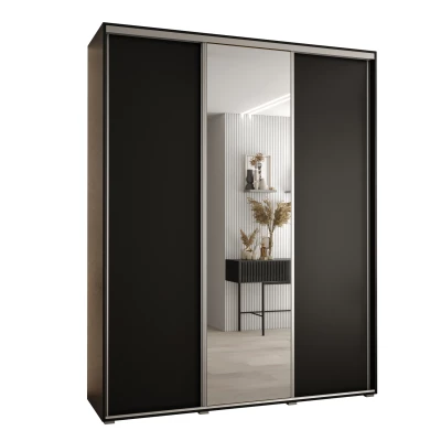 Šatní skříň ASIRI 3 - 200/45 cm, černá / stříbrná