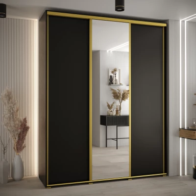 Šatní skříň ASIRI 3 - 200/45 cm, černá / zlatá