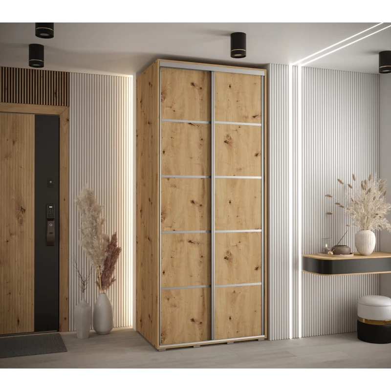 Šatní skříň ASIRI 4 - 110/60 cm, dub artisan / stříbrná