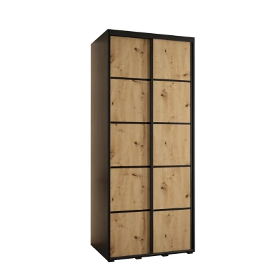 Šatní skříň ASIRI 4 - 110/60 cm, černá / dub artisan / černá