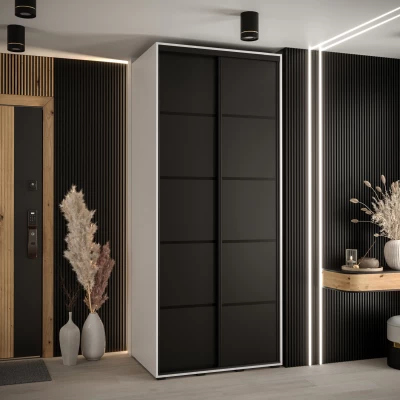 Šatní skříň ASIRI 4 - 110/60 cm, bílá / černá / černá