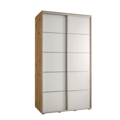 Šatní skříň ASIRI 4 - 140/45 cm, dub artisan / bílá / stříbrná