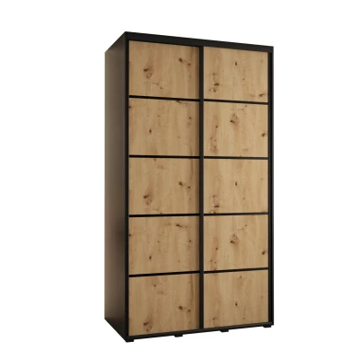 Šatní skříň ASIRI 4 - 140/45 cm, černá / dub artisan / černá
