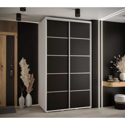 Šatní skříň ASIRI 4 - 140/45 cm, bílá / černá / stříbrná