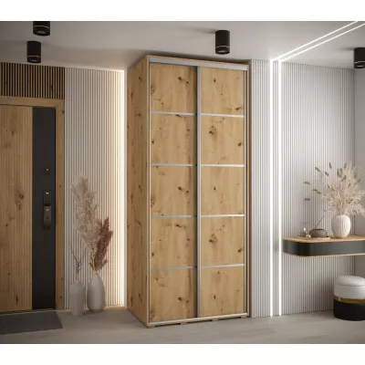 Šatní skříň ASIRI 4 - 120/60 cm, dub artisan / stříbrná