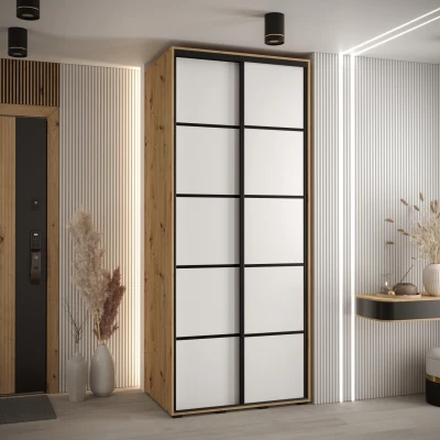 Šatní skříň ASIRI 4 - 120/60 cm, dub artisan / bílá / černá