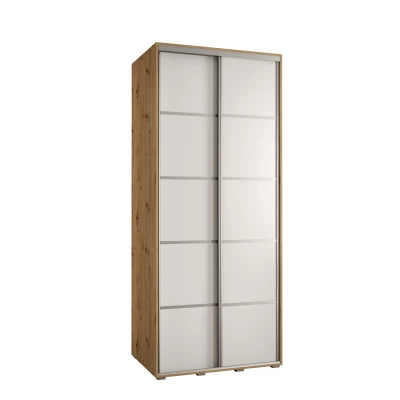 Šatní skříň ASIRI 4 - 120/45 cm, dub artisan / bílá / stříbrná