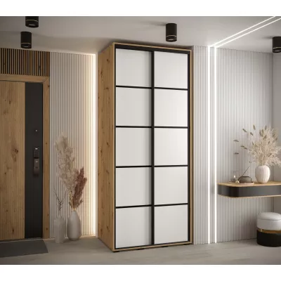 Šatní skříň ASIRI 4 - 120/45 cm, dub artisan / bílá / černá