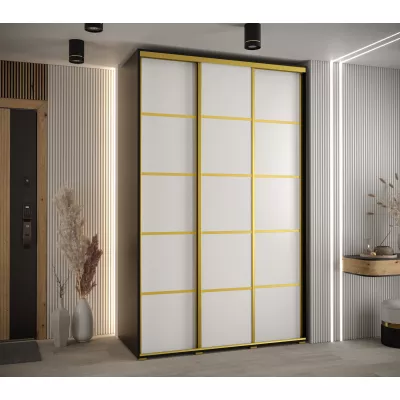 Šatní skříň ASIRI 4 - 150/60 cm, černá / bílá / zlatá
