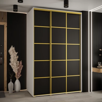 Šatní skříň ASIRI 4 - 150/60 cm, bílá / černá / zlatá