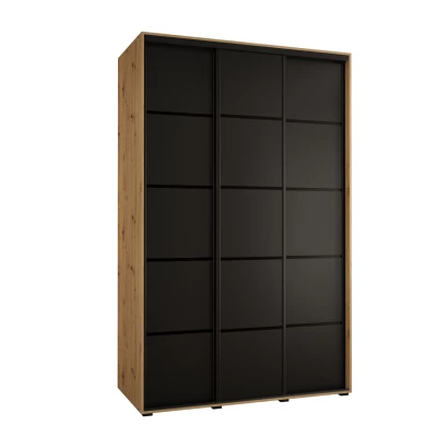Šatní skříň ASIRI 4 - 150/45 cm, dub artisan / černá / černá