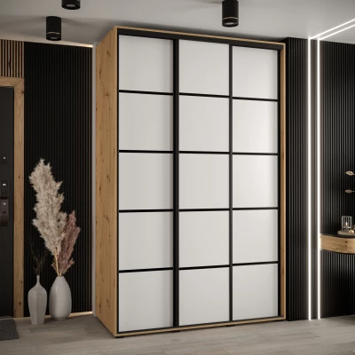 Šatní skříň ASIRI 4 - 160/60 cm, dub artisan / bílá / černá