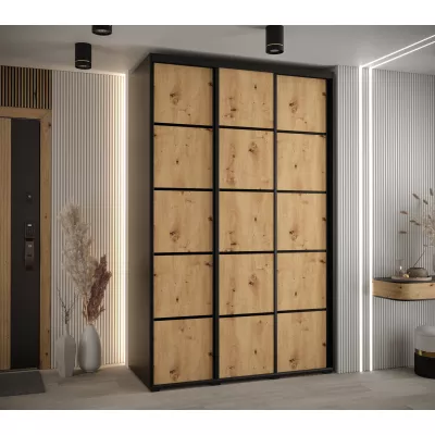 Šatní skříň ASIRI 4 - 160/60 cm, černá / dub artisan / černá