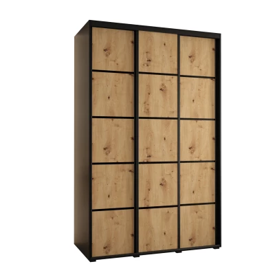 Šatní skříň ASIRI 4 - 160/60 cm, černá / dub artisan / černá