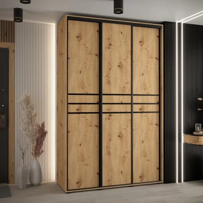 Šatní skříň ASIRI 10 - 160/45 cm, dub artisan / černá