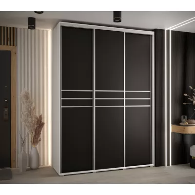 Šatní skříň ASIRI 10 - 170/45 cm, bílá / černá / stříbrná