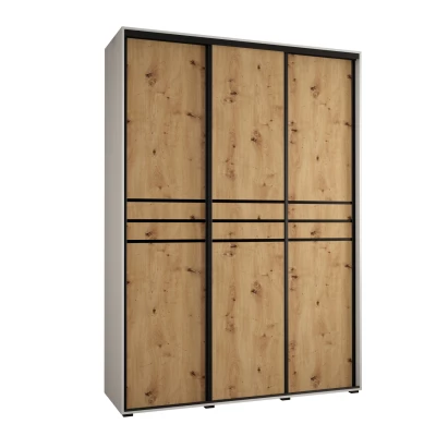 Šatní skříň ASIRI 10 - 170/45 cm, bílá / dub artisan / černá
