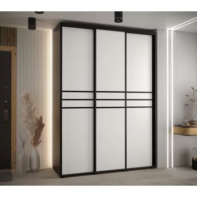 Šatní skříň ASIRI 10 - 170/45 cm, černá / bílá / černá